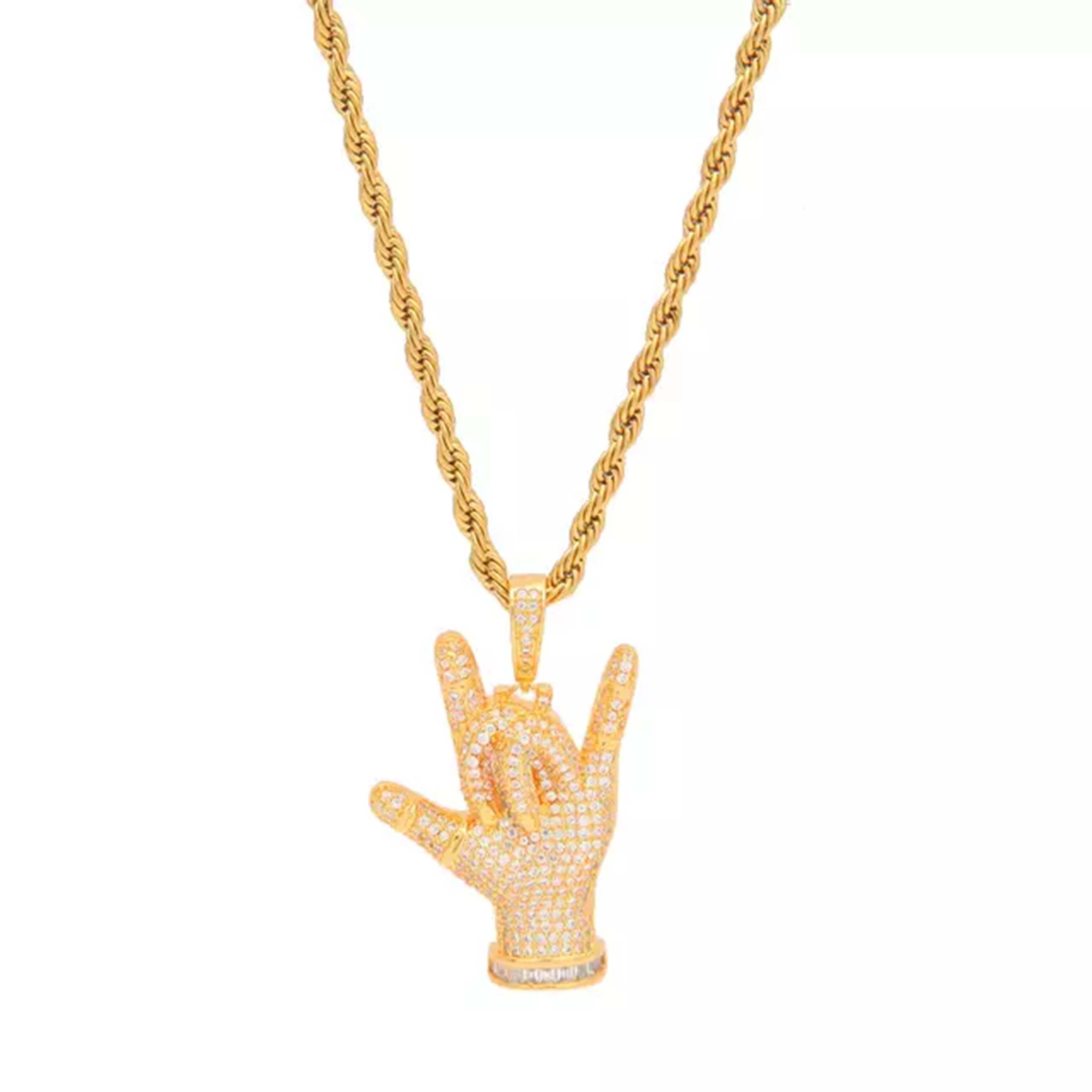 Goldjewels Rockin Gold Pendant Από Επίχρυσο Ορείχαλκο Με Ατσάλινη Αλυσίδα Rope